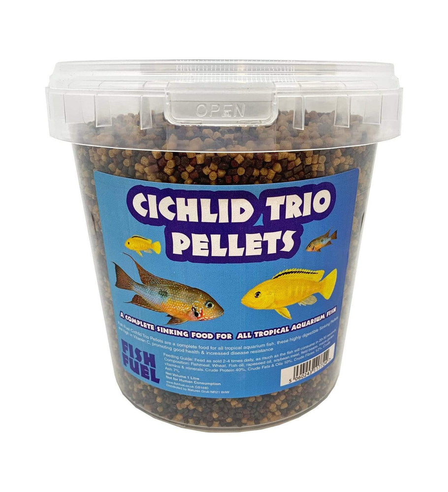 The Fish Food Warehouse 1ltr Tub Cichlid Trio Pellets