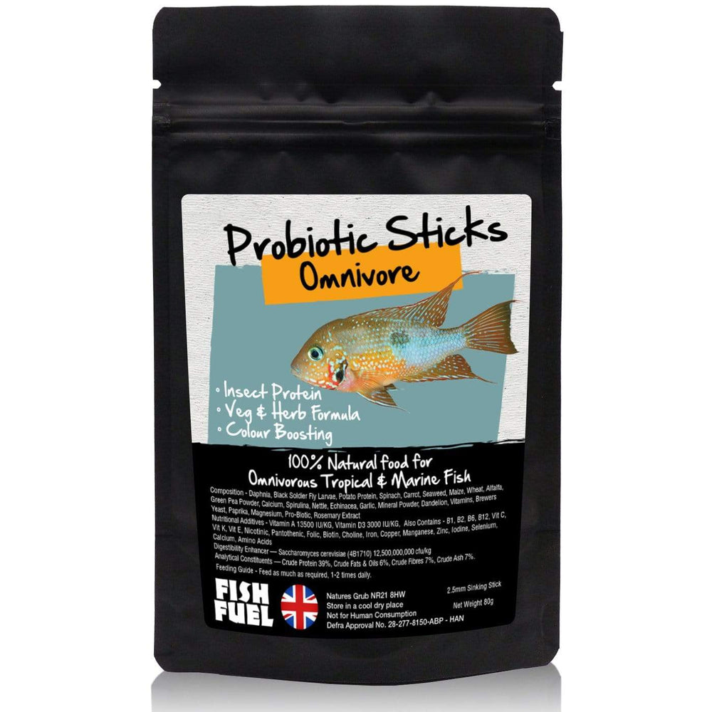 The Fish Food Warehouse 80g Pouch Fish Fuel Pro-Biotic Sticks - Omnivore